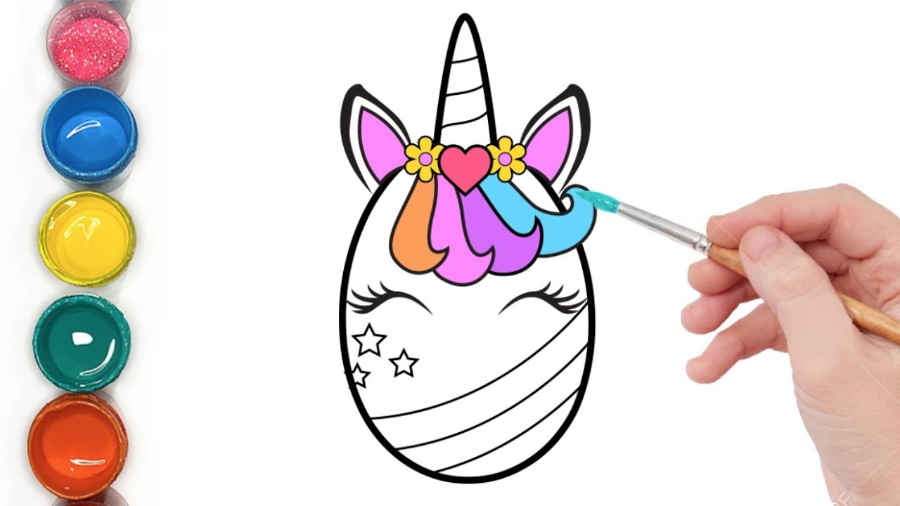 Glitter unicorn easter egg learn coloring and drawing for kids toddlers abc colors toys