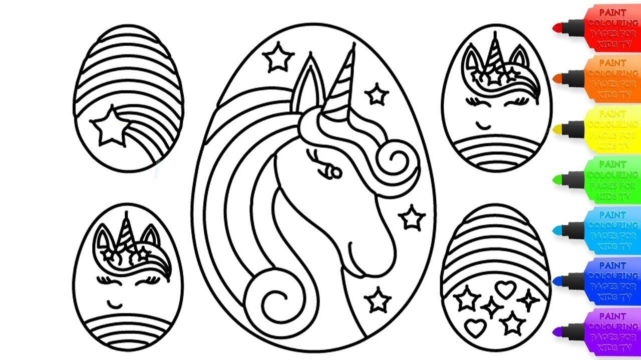 How to draw unicor n easter eggcoloring page for kids i learn coloring book with unicorn easter egg