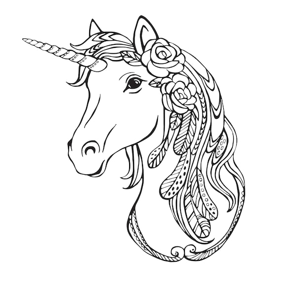 Unicorn coloring pages for adults printable coloring pages instant download jpg instant download