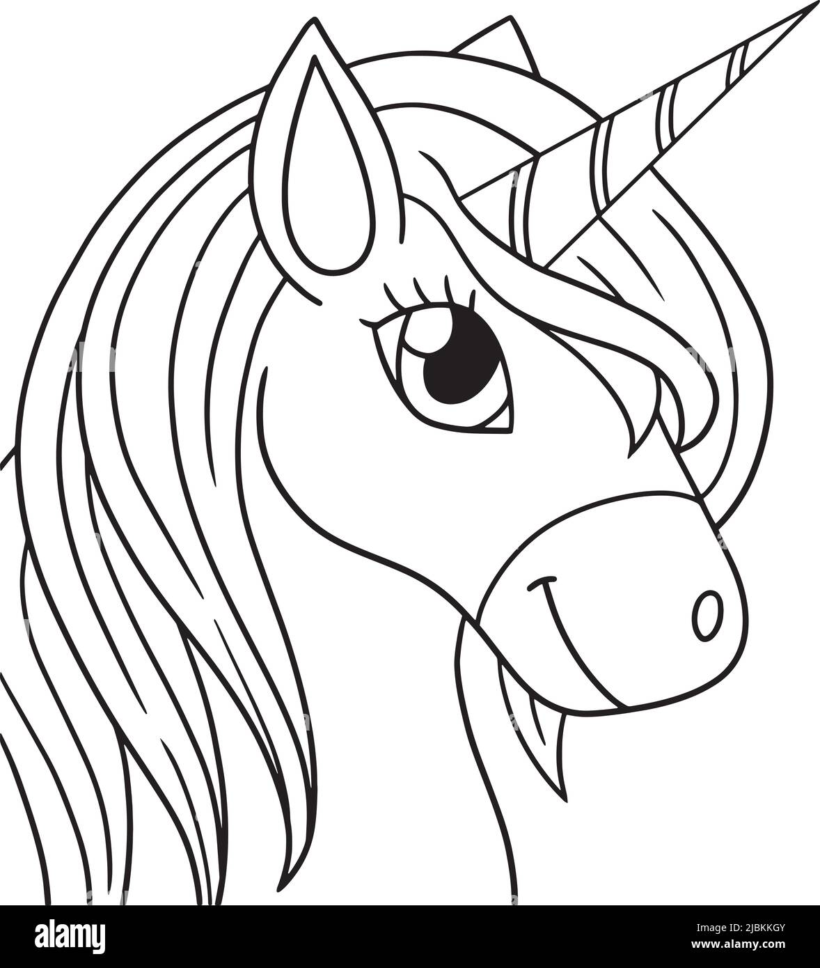 Unicorn head isolated coloring page for kids stock vector image art