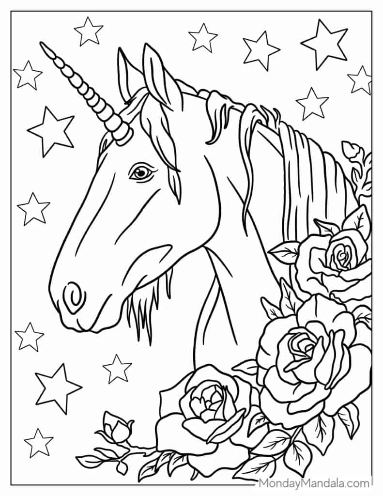 Unicorn coloring pages free pdf printables