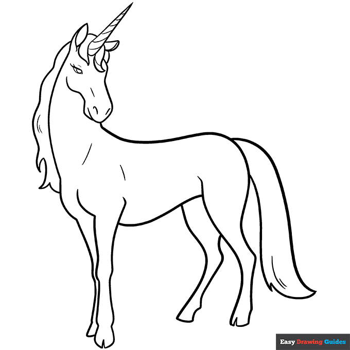 Unicorn coloring page easy drawing guides
