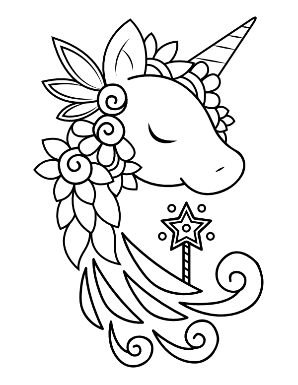 Printable unicorn head coloring page