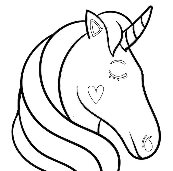 Unicorn head coloring page download now