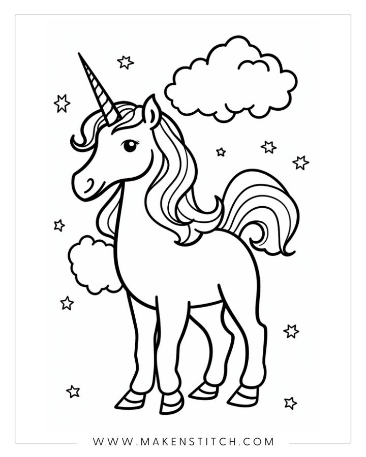 Free unicorn coloring pages for kids and adults