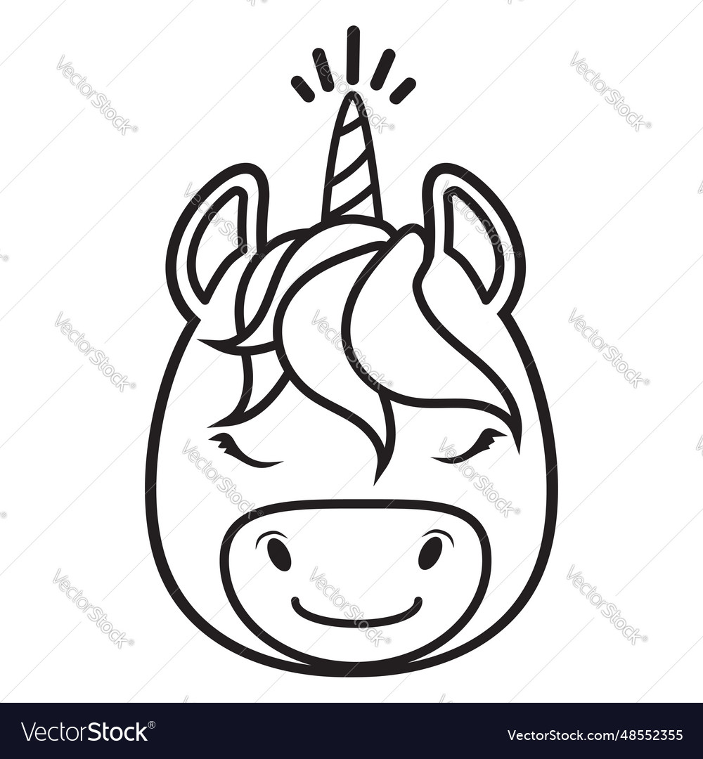 Cute unicorn head coloring pages royalty free vector image