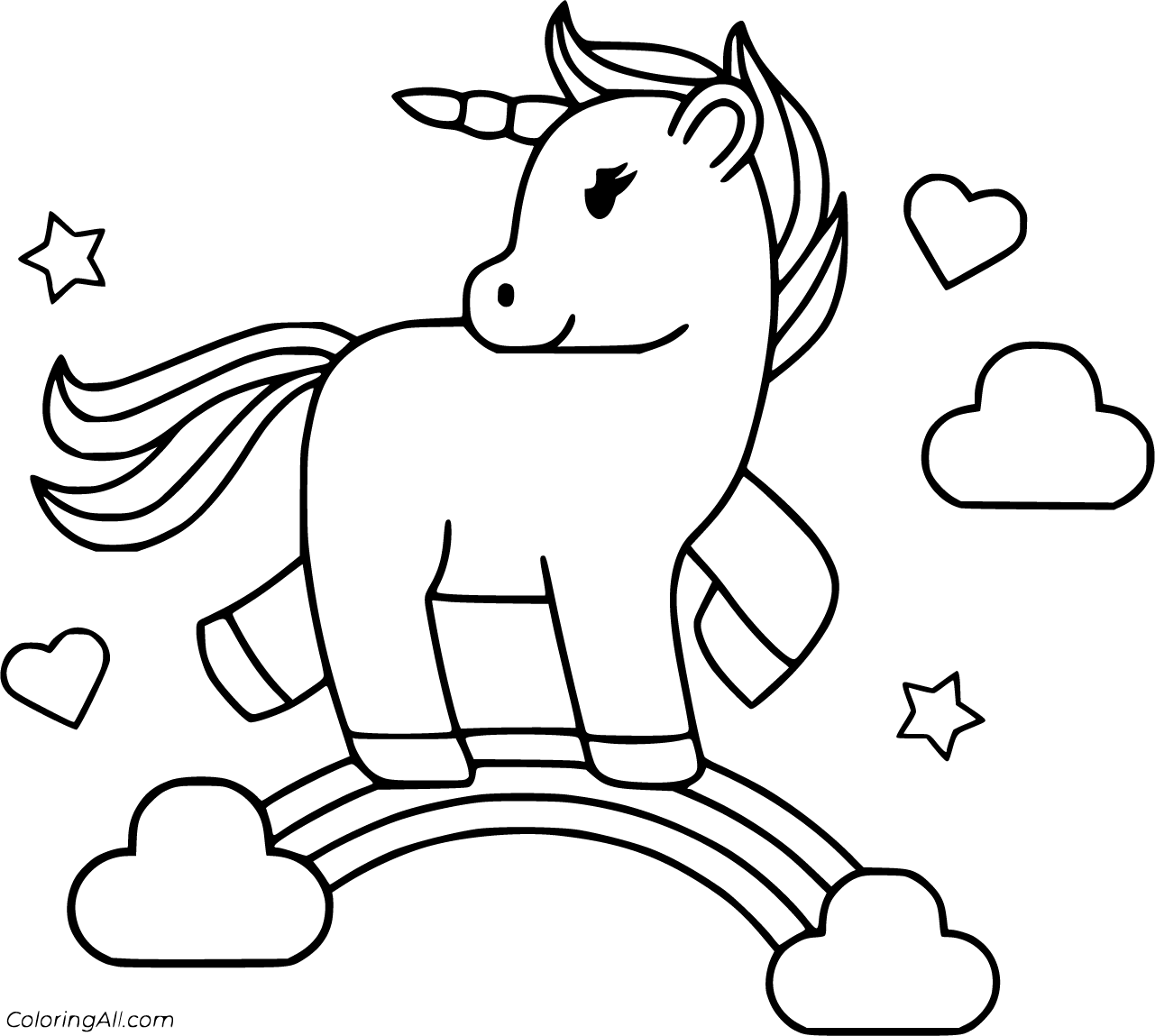 Unicorn rainbow coloring pages