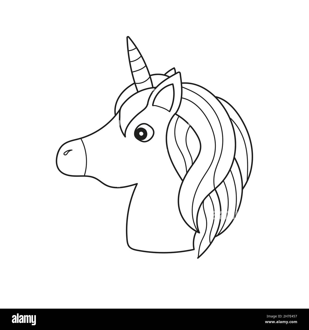 Simple coloring page unicorn magical animal vector artwork black and white coloring book pages for kids stock vector image art