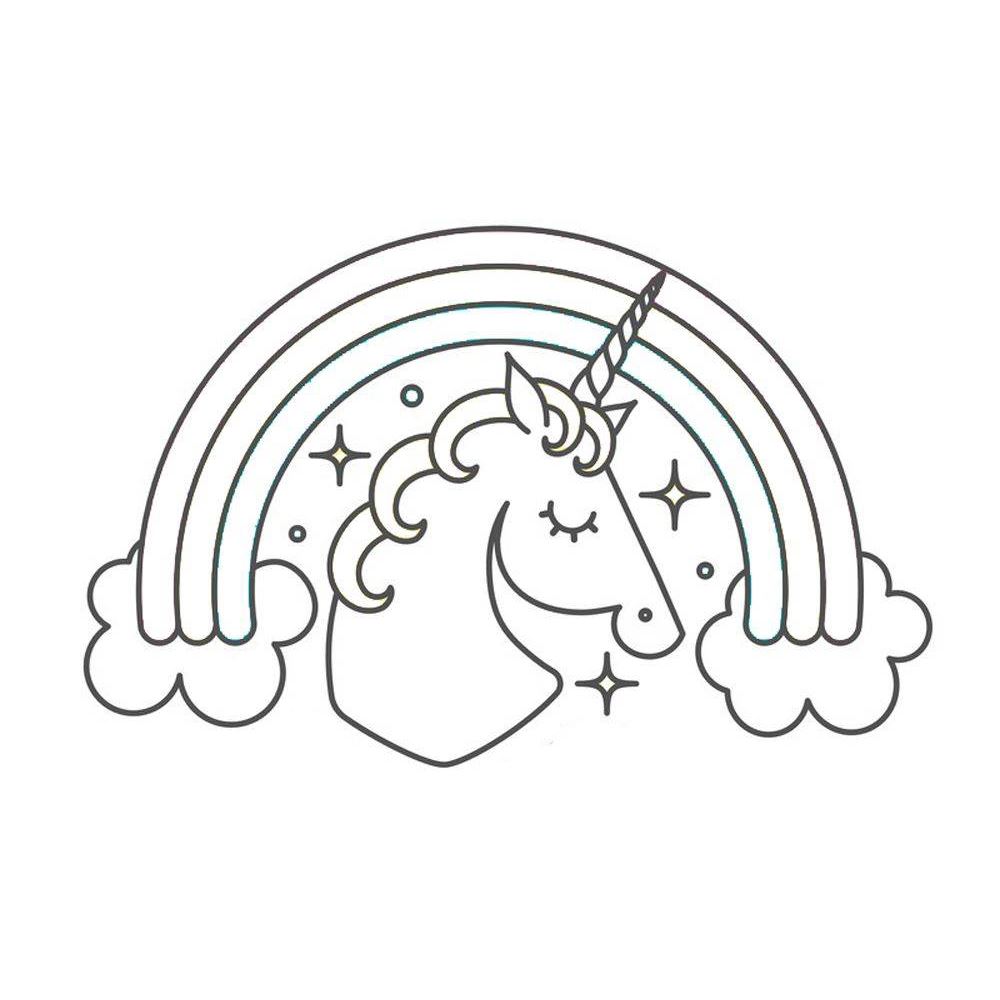 Unicorn template with rainbow free printable coloring page