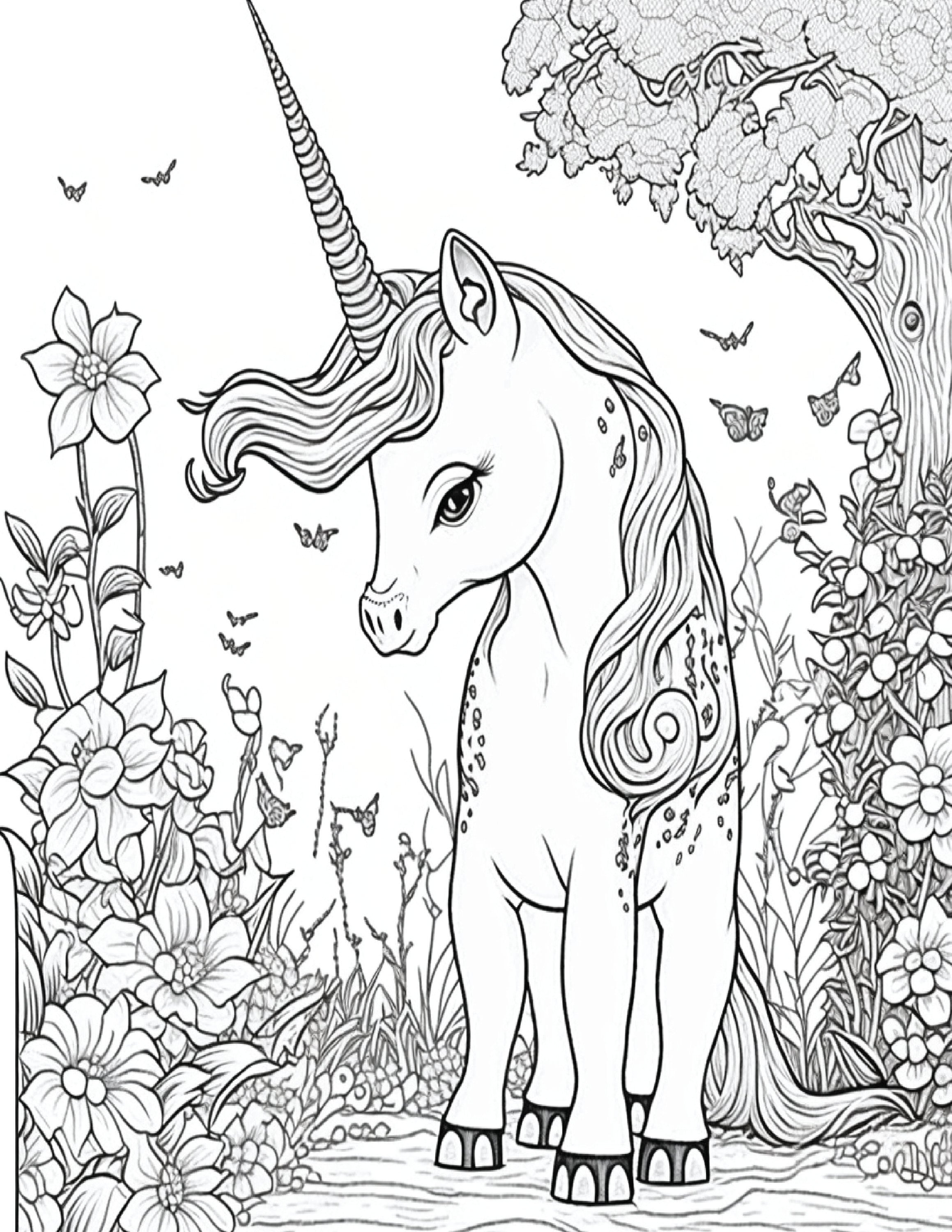 Book unicorn coloring pages printable unicorn coloring for kids and adults digital download not a physical product