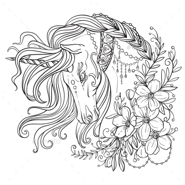 Beauty unicorn coloring book vector illustration vectors