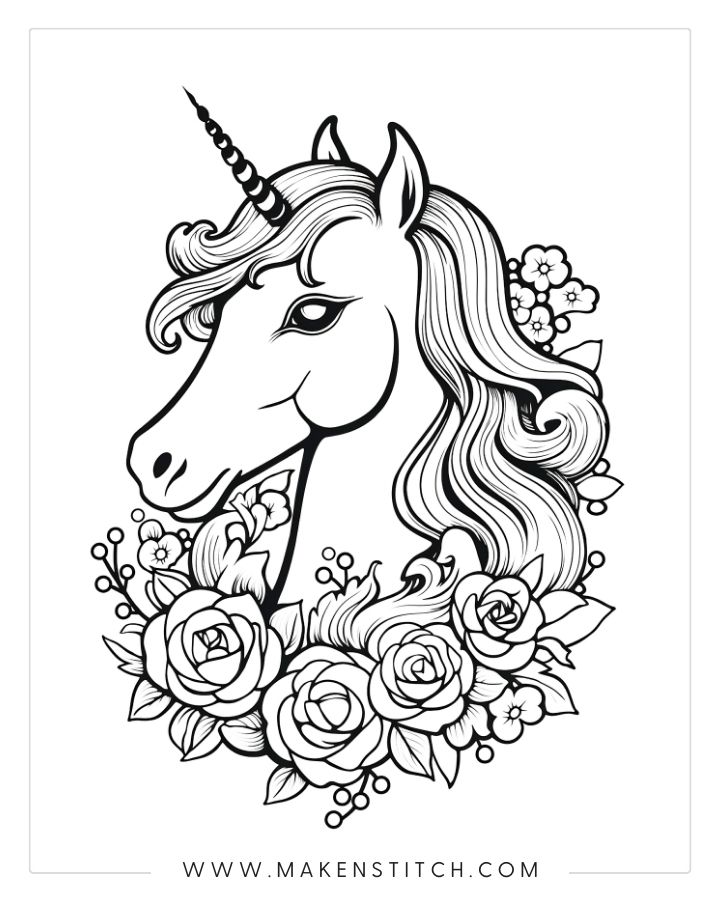 Free unicorn coloring pages for kids and adults