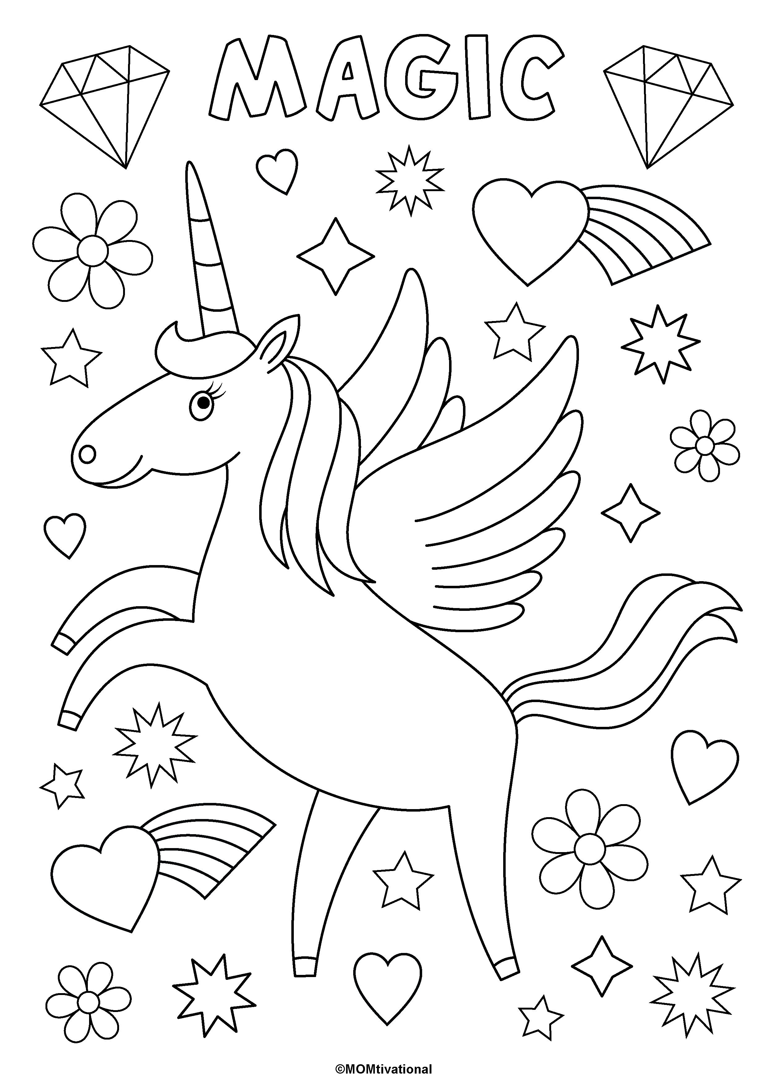 Fun and free unicorn coloring pages for kids