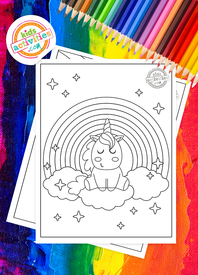 Free printable unicorn rainbow coloring pages for kids
