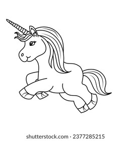 Line art unicorn kids illustration children stock vector royalty free