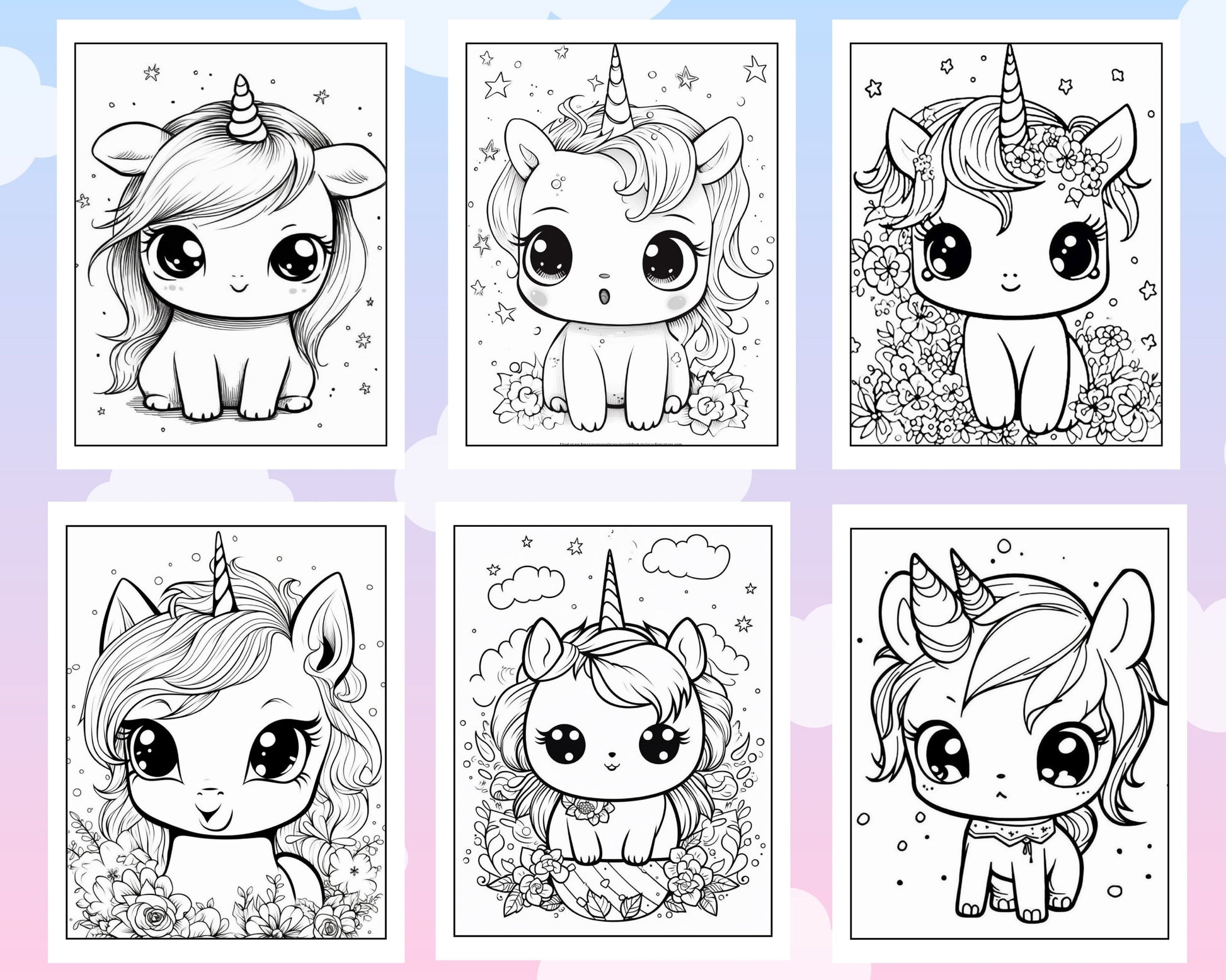 Adorable kawaii unicorn printable coloring pages for kids printab â coloring