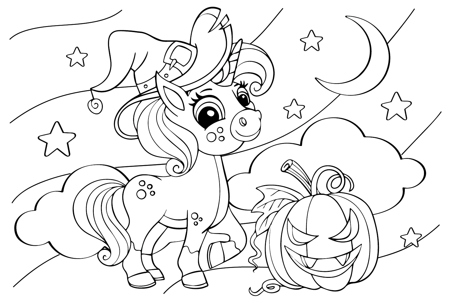 Halloween unicorn coloring pages