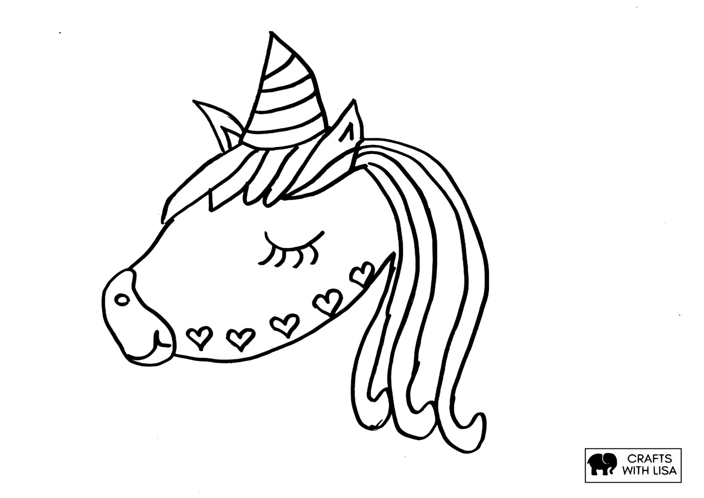Unicorn coloring head coloring page