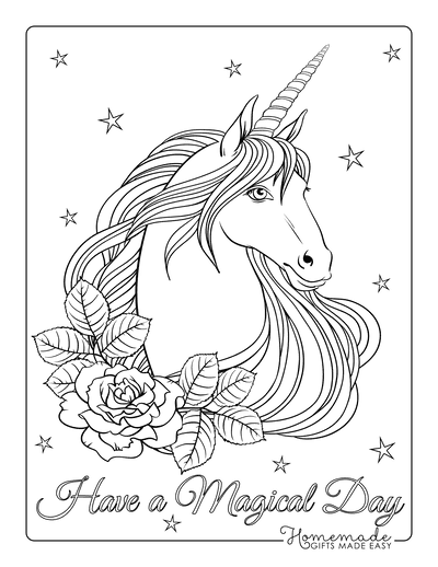 Magical unicorn coloring pages for kids adults