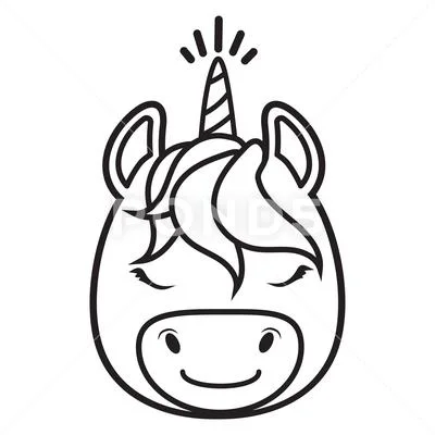 Cute unicorn head coloring pages graphic