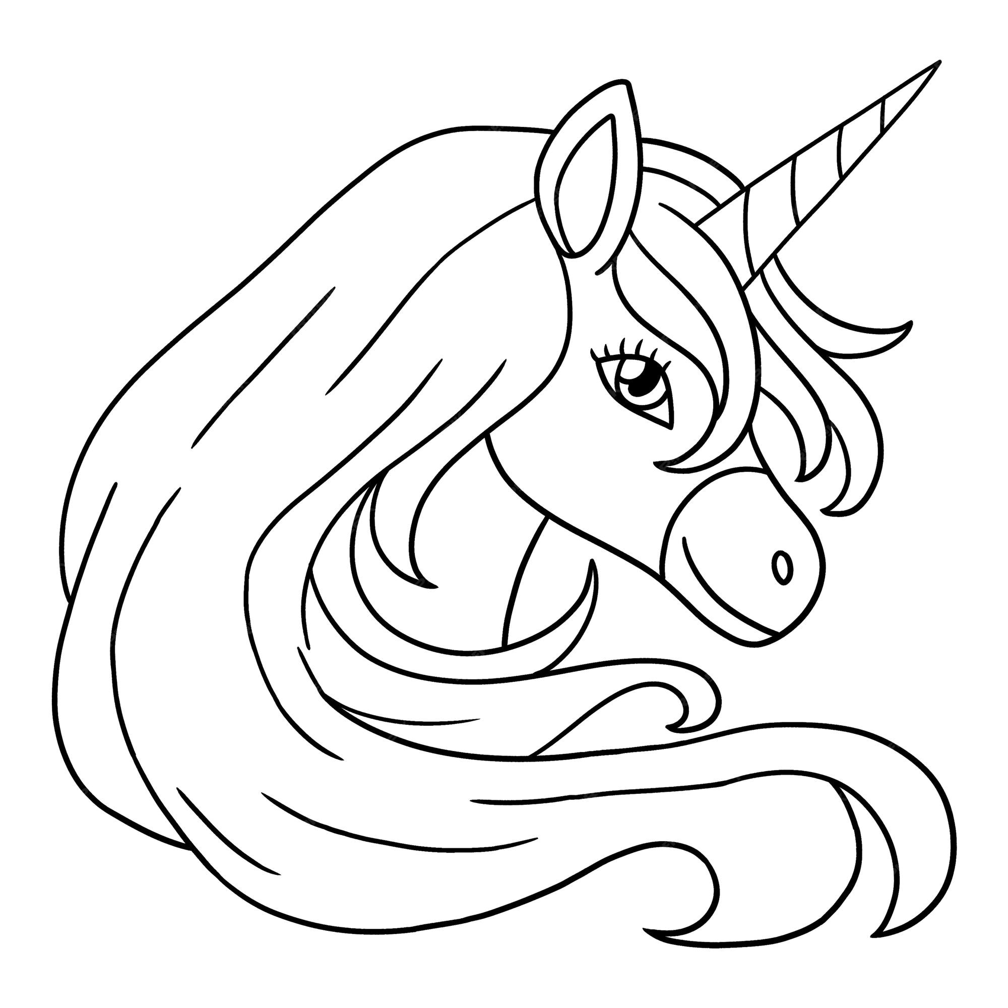 Premium vector unicorn head isolated coloring page for kids