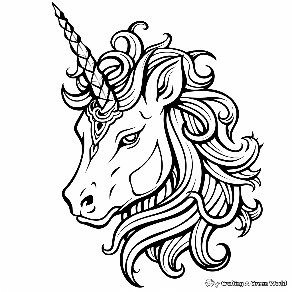 Unicorn head coloring pages