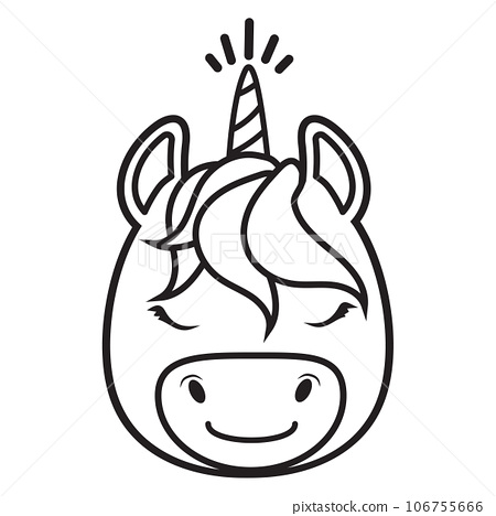Cute unicorn head coloring pages