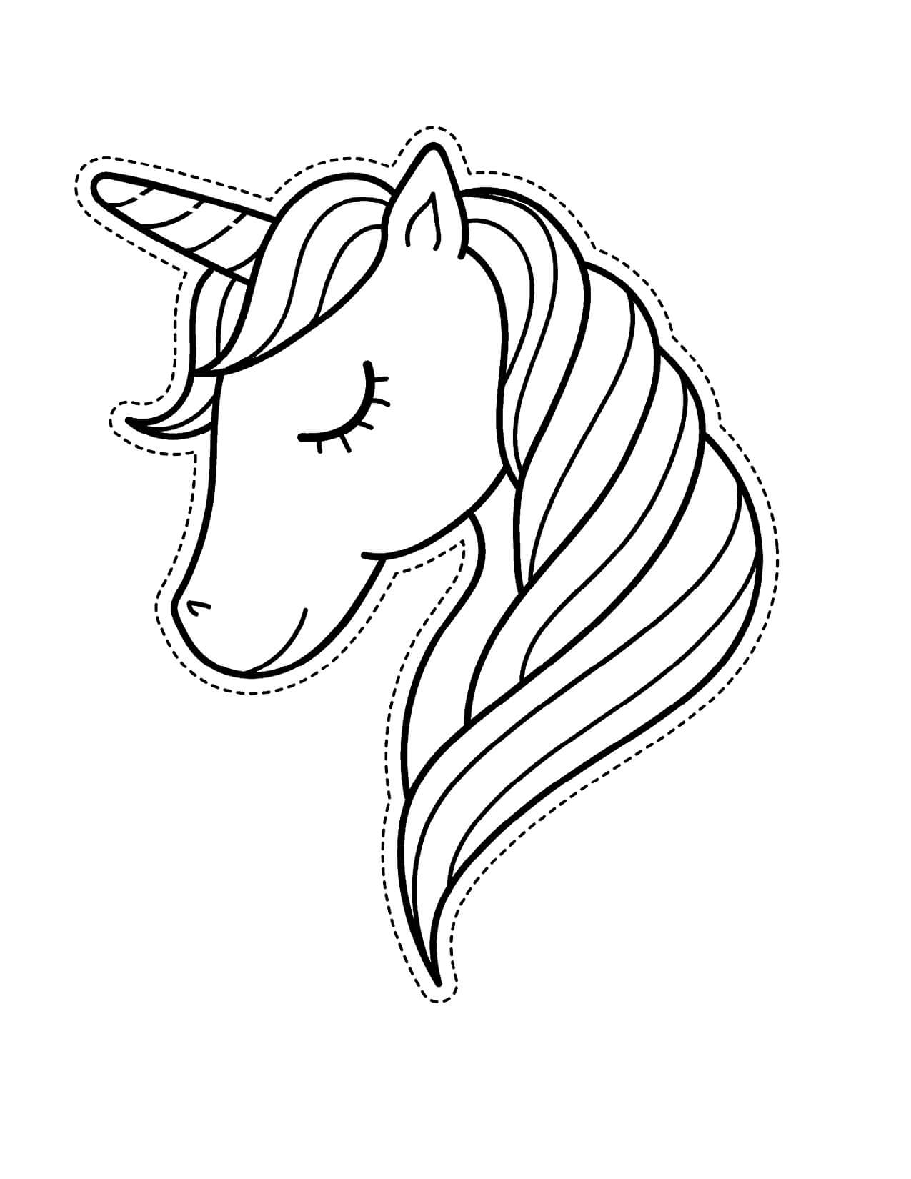 Head unicorn coloring page