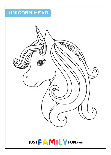 Printable unicorn head outline just family fun