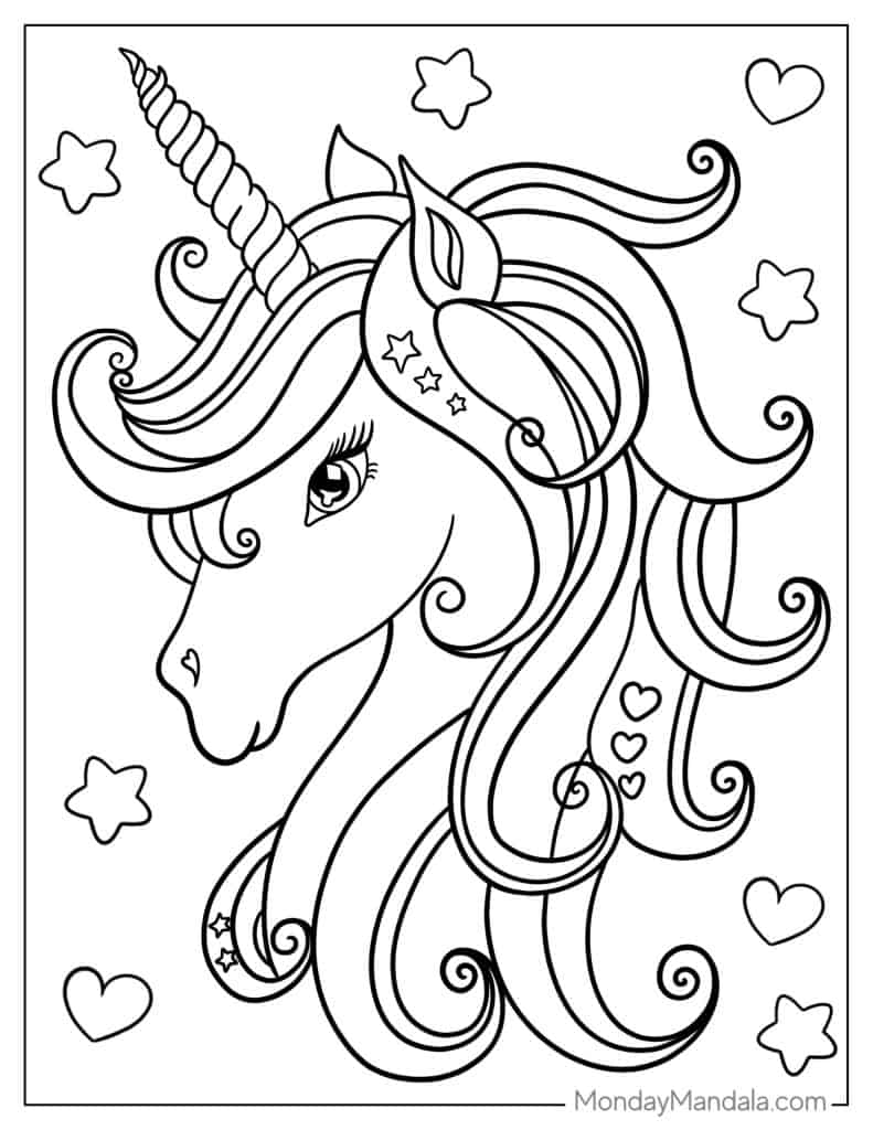 Unicorn coloring pages free pdf printables