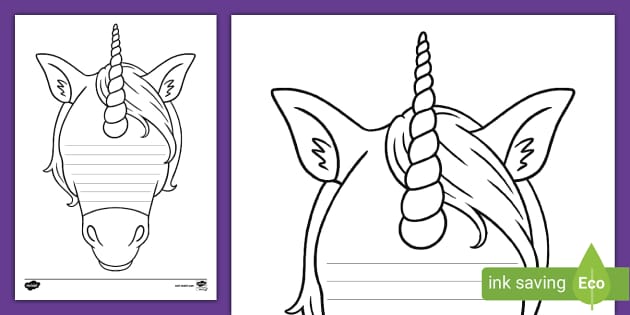 Unicorn head writing template teacher made