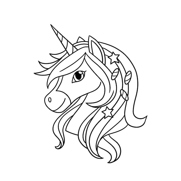 Premium vector unicorn head isolated coloring page for kids