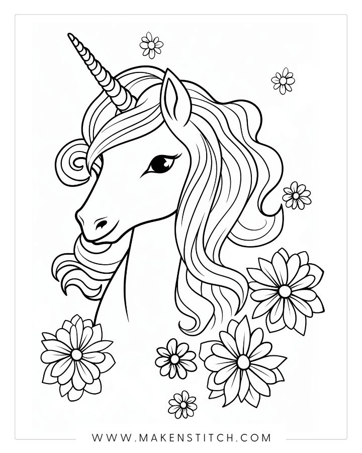 Free unicorn coloring pages for kids and adults