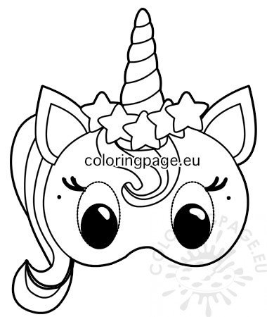 Unicorn paper mask template coloring page