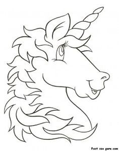 Print out unicorn head coloring pages for kids