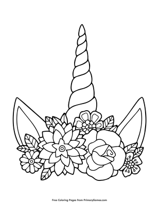 Unicorn horn and flowers coloring page â free printable pdf from