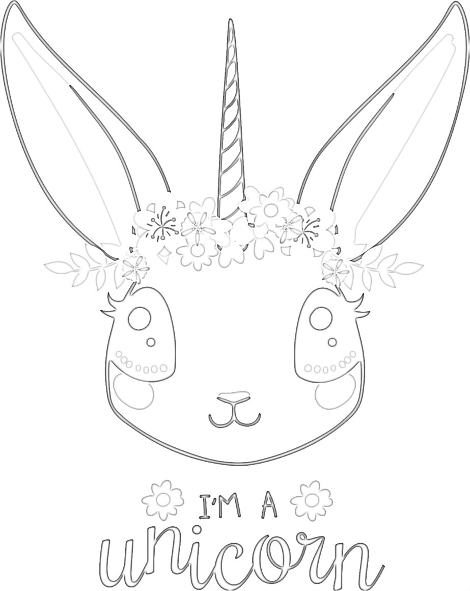 Printable bunny unicorn coloring page