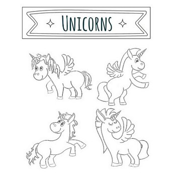 Unicorn coloring pages cute dancing rainbow unicorns