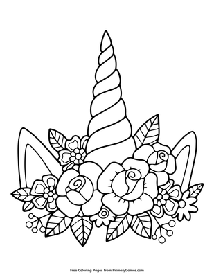 Unicorn horn and flowers coloring page â free printable pdf from