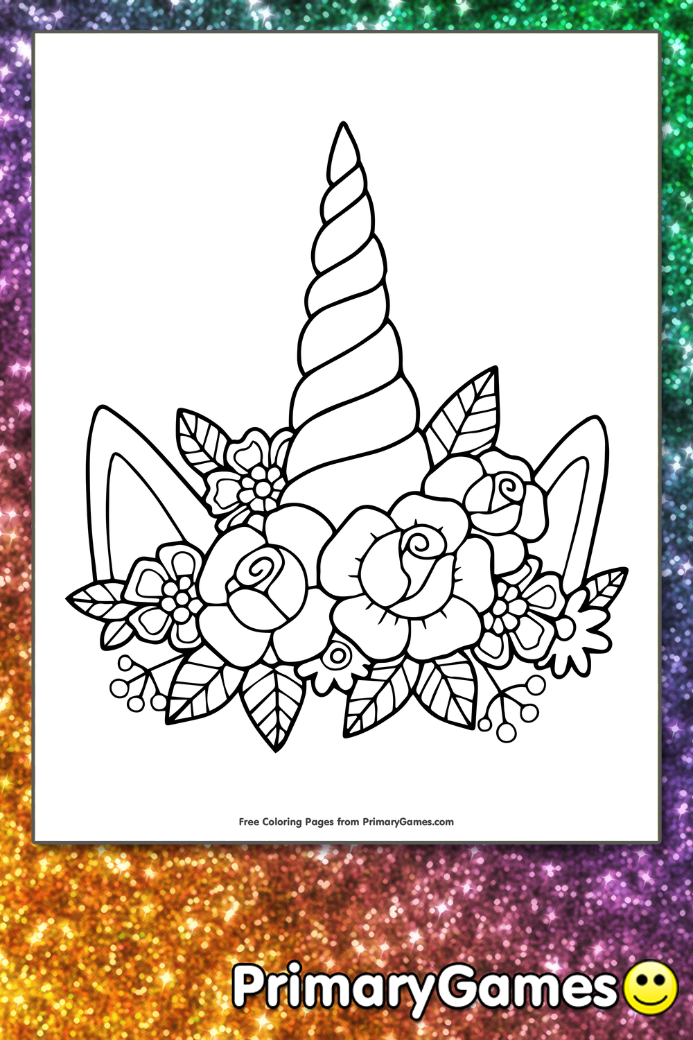 Unicorn horn and flowers coloring page â free printable pdf from