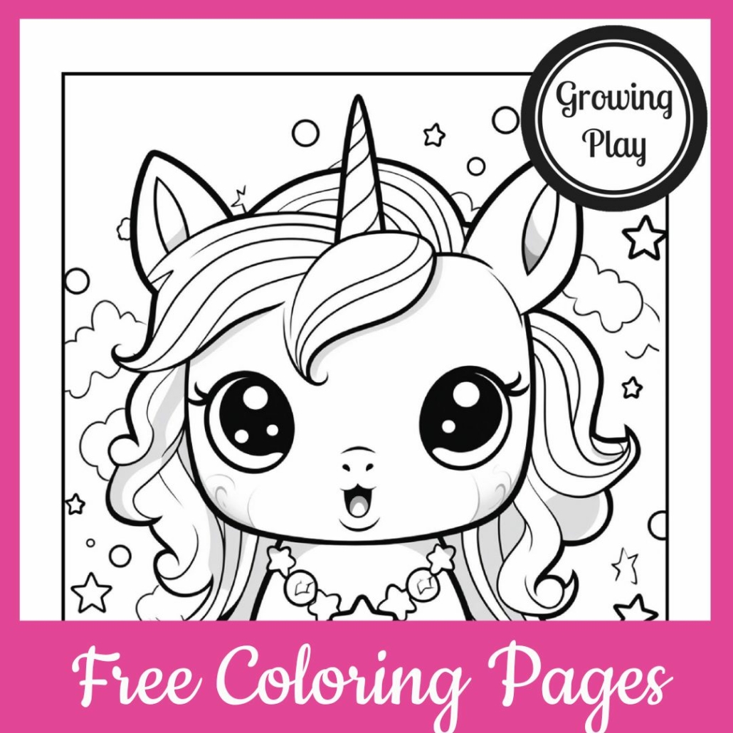 Cute kawaii unicorn coloring pages free