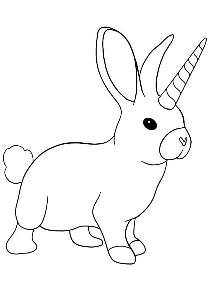 Rabbit with unicorn horn coloring page