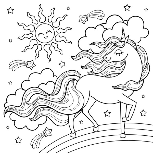 Thousand colouring pages unicorn royalty
