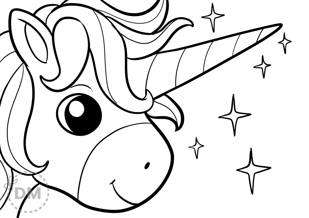 Unicorn horn coloring page for kid to print free