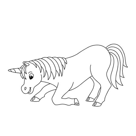 Magic fairy unicorn cute horse coloring book page for kids cartoon style character vector illustration isolated on white background free vector and graphic