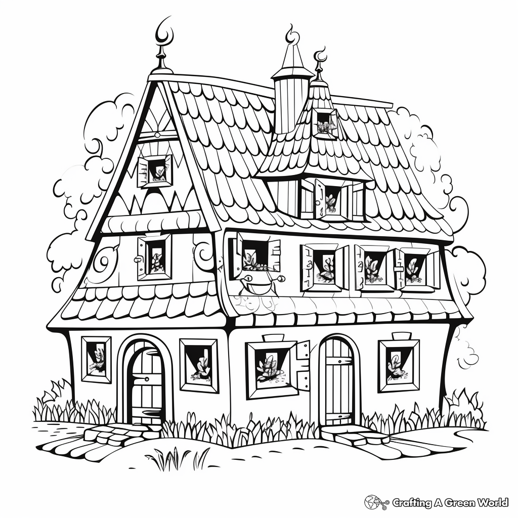 Unicorn house coloring pages