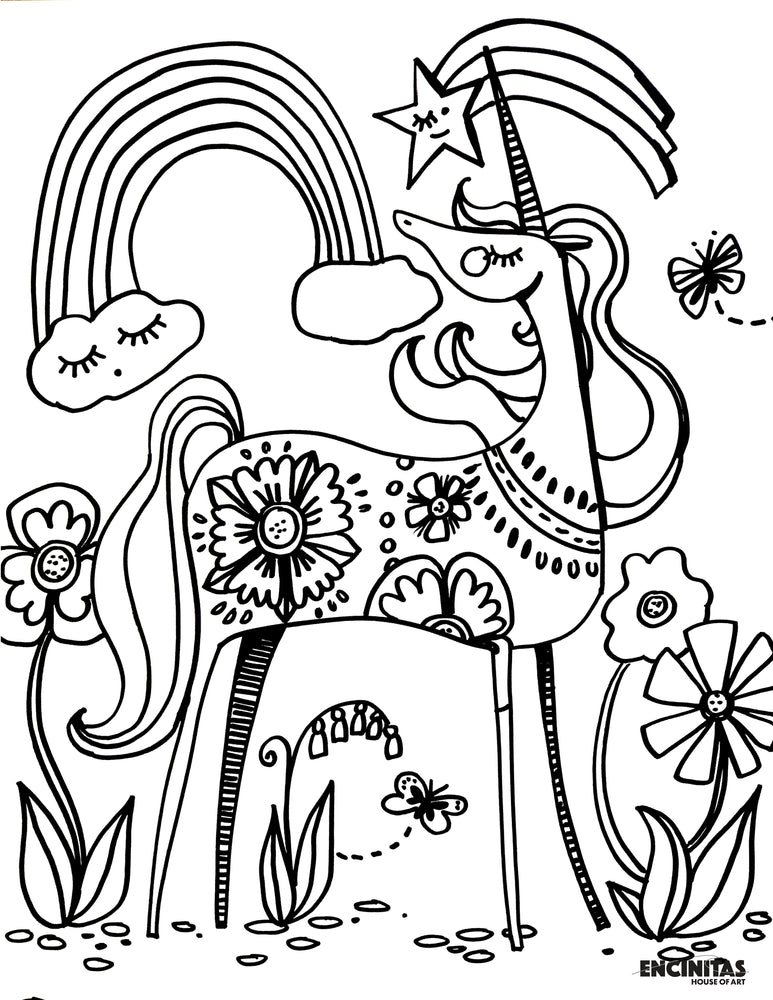 Unicorn coloring page â encinitas house of art