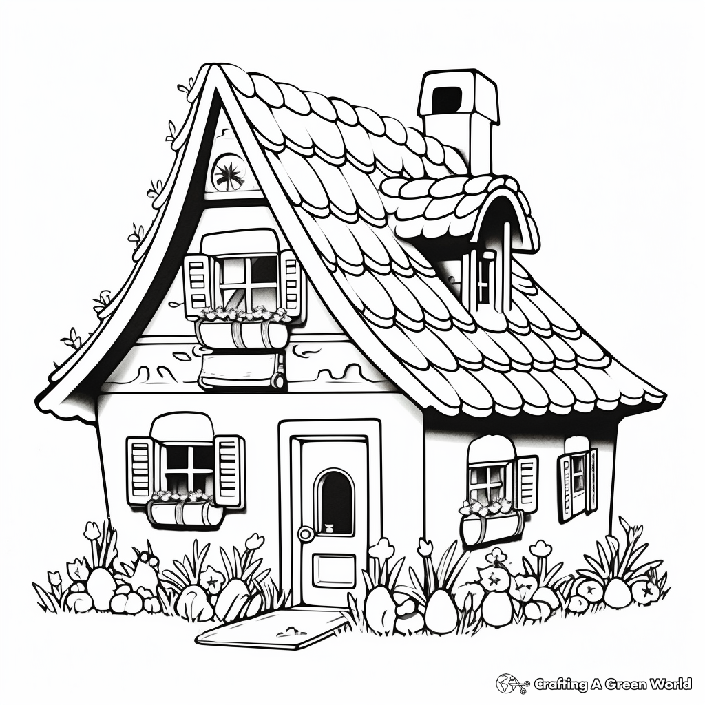 Unicorn house coloring pages