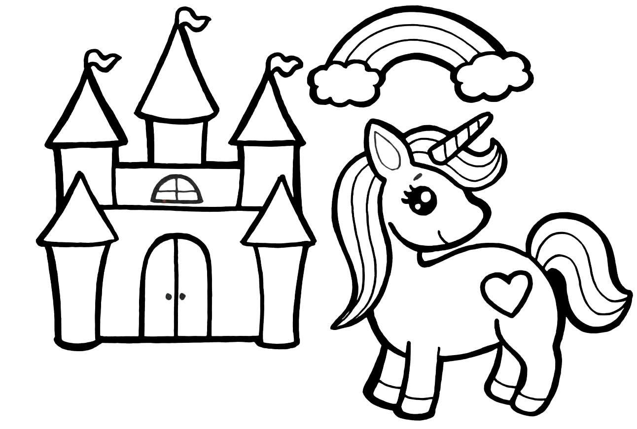 Coloring pages unicorn castle print free