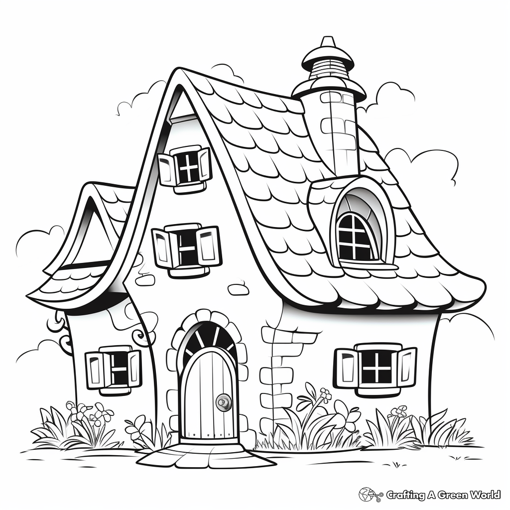 Unicorn house coloring pages